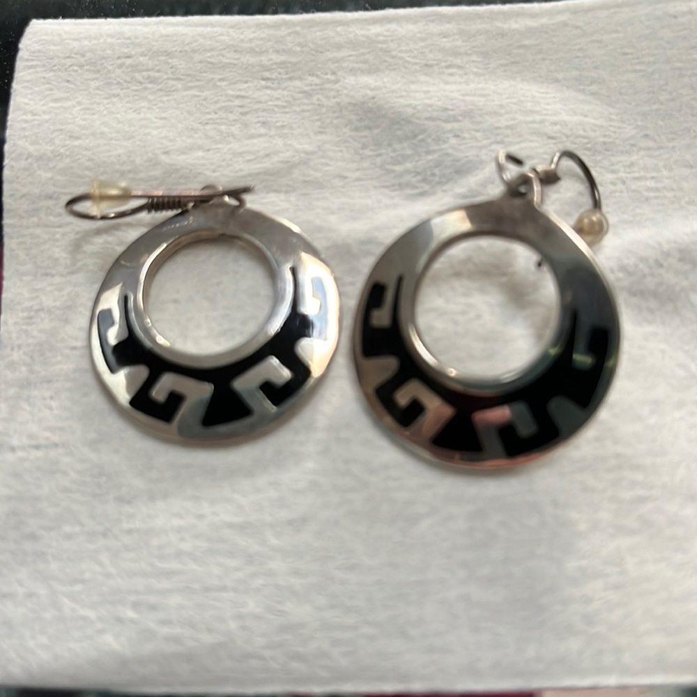 Silver Greek insignia earrings